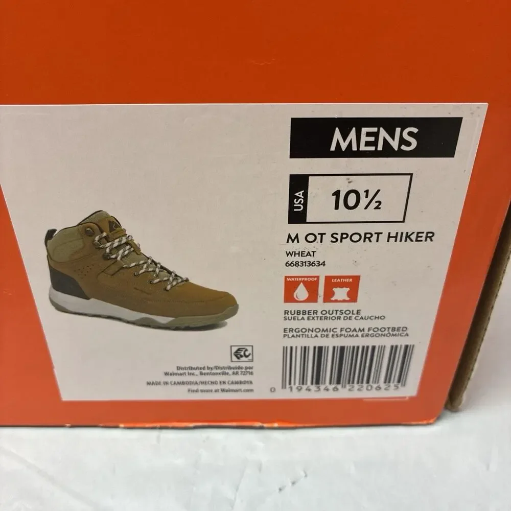 Ozark Trail Men Size 10.5 Sport Hiker Waterproof Hiking Boots Wheat Leather